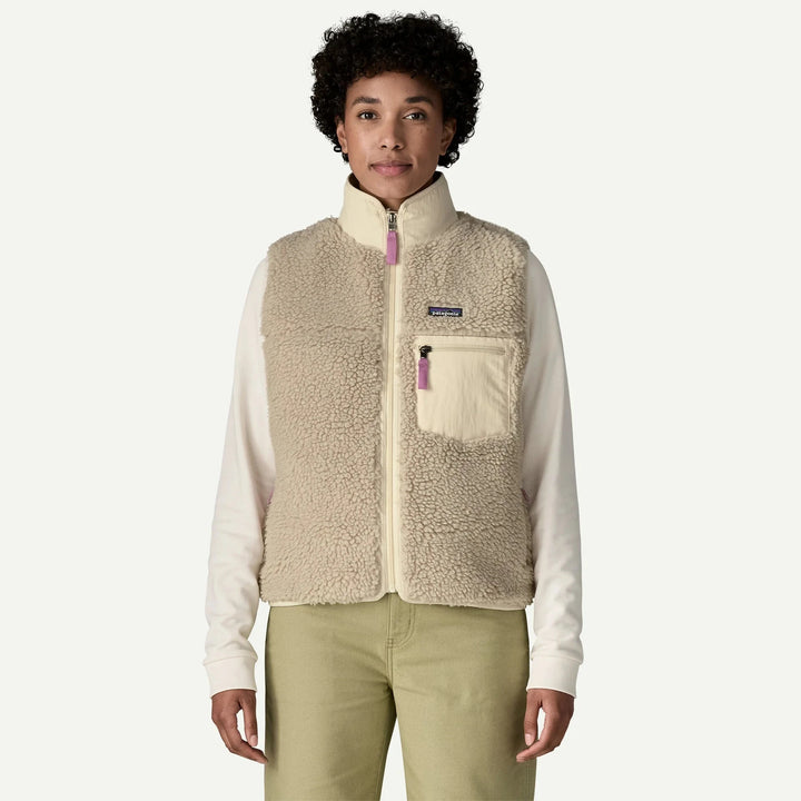 W's Classic Retro-X Fleece Vest - Recycled Polyester Jacket Patagonia Natural w/Light Violet S 