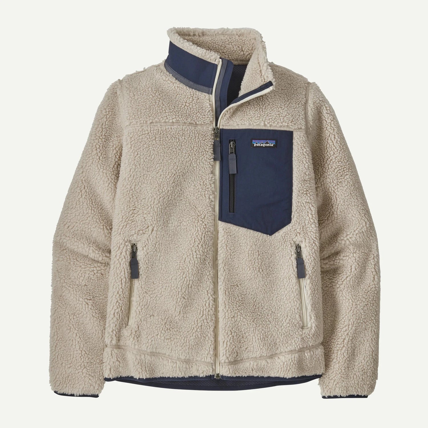 Patagonia W's Classic Retro-X Jkt - Recycled Polyester Natural w New Navy Jacket