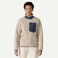 Patagonia W's Classic Retro-X Jkt - Recycled Polyester Natural w New Navy Jacket