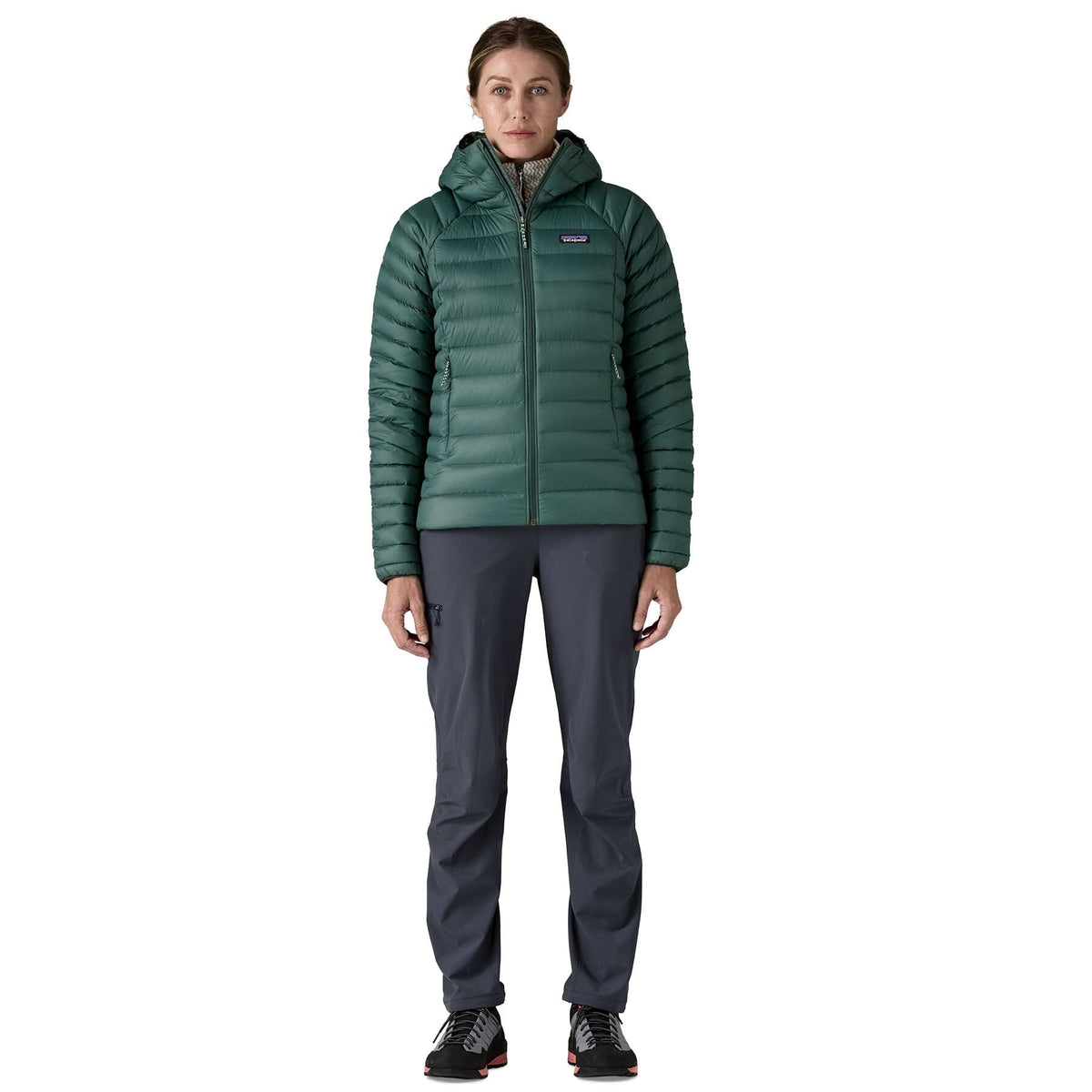 Patagonia W's Down Sweater Hoody - Recycled Nylon & RDS certified Down Cascade Green Jacket