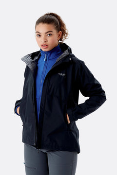 Rab W's Downpour Eco Jacket - Recycled polyester Black Jacket