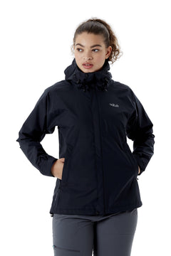 Rab W's Downpour Eco Jacket - Recycled polyester Black Jacket