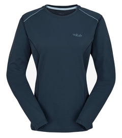 Rab W's Force LS T-shirt - Recycled polyester & polyester Tempest Blue Shirt