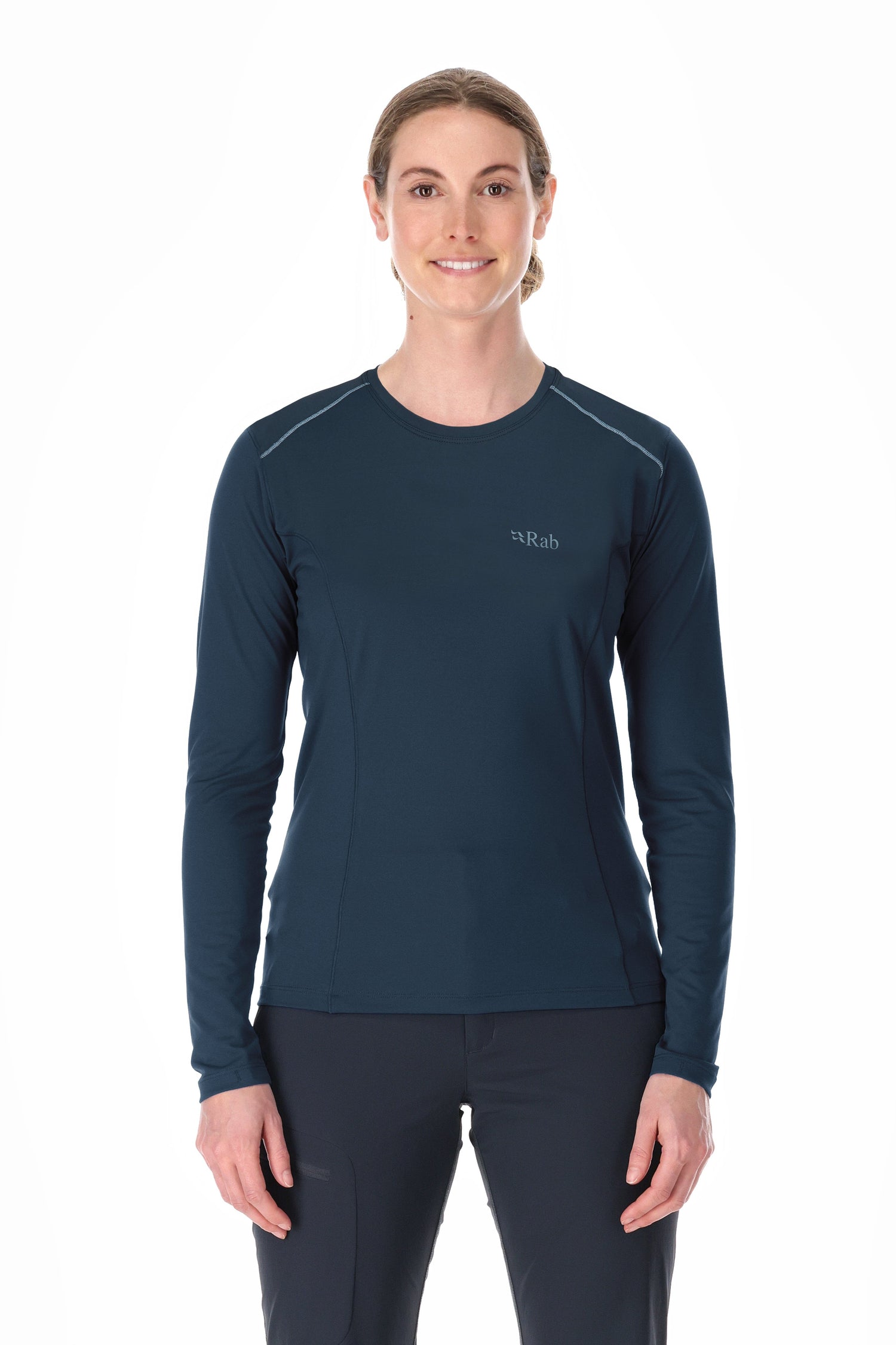 Rab W's Force LS T-shirt - Recycled polyester & polyester Tempest Blue Shirt