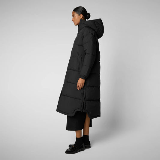 Save The Duck W's Halesia Hooded Coat - 100% Recycled Nylon Black Jacket
