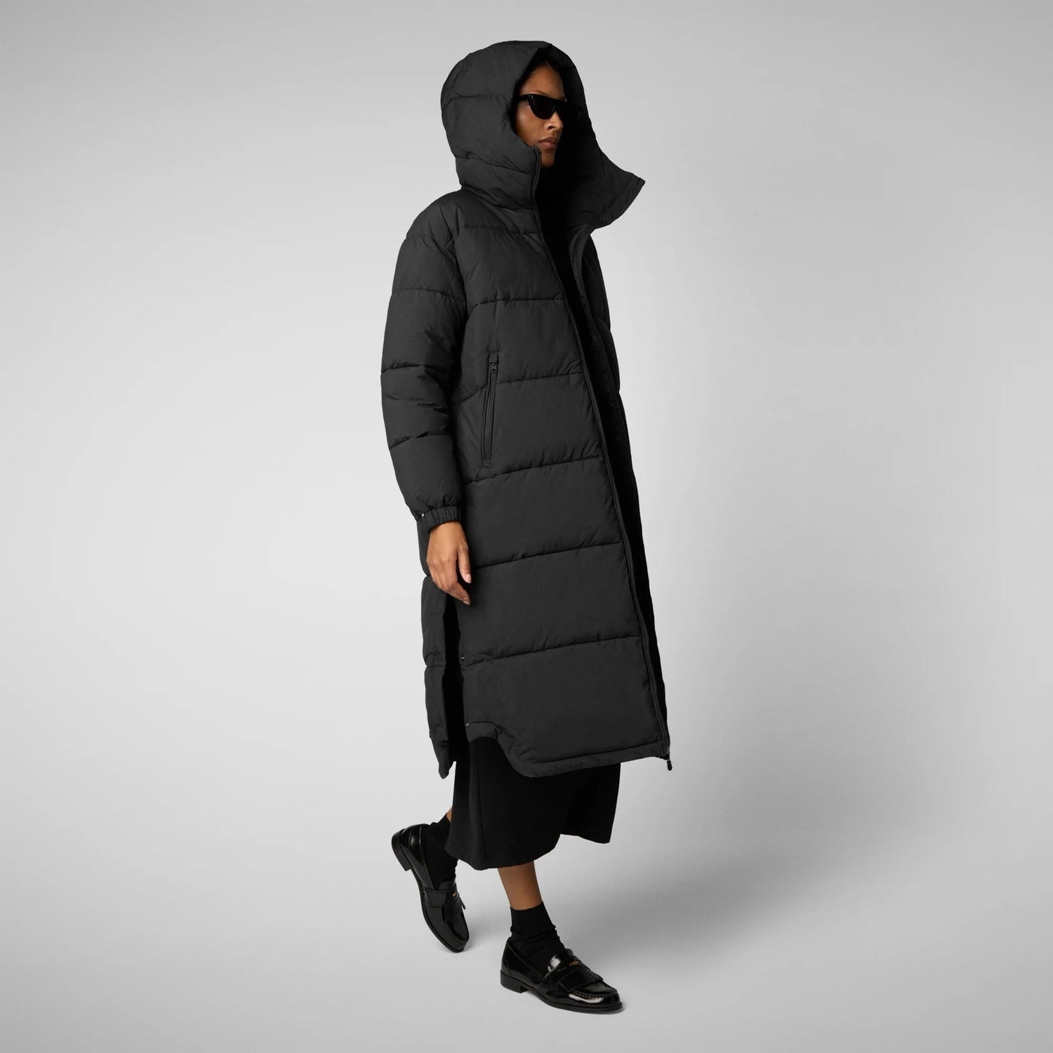 Save The Duck W's Halesia Hooded Coat - 100% Recycled Nylon Black Jacket