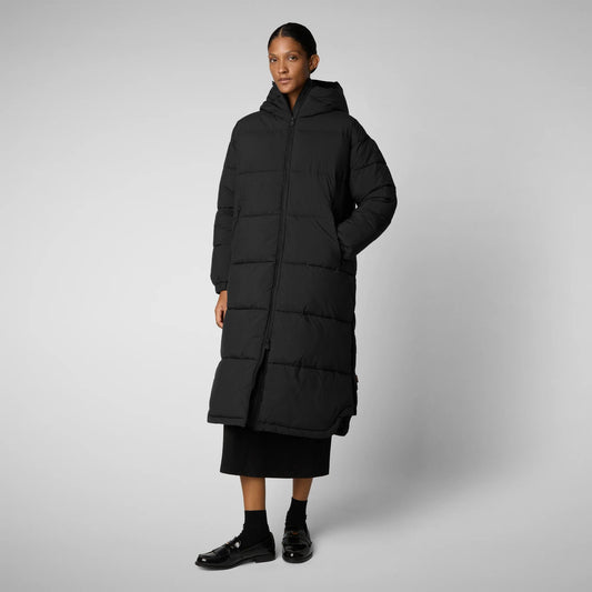 Save The Duck W's Halesia Hooded Coat - 100% Recycled Nylon Black Jacket