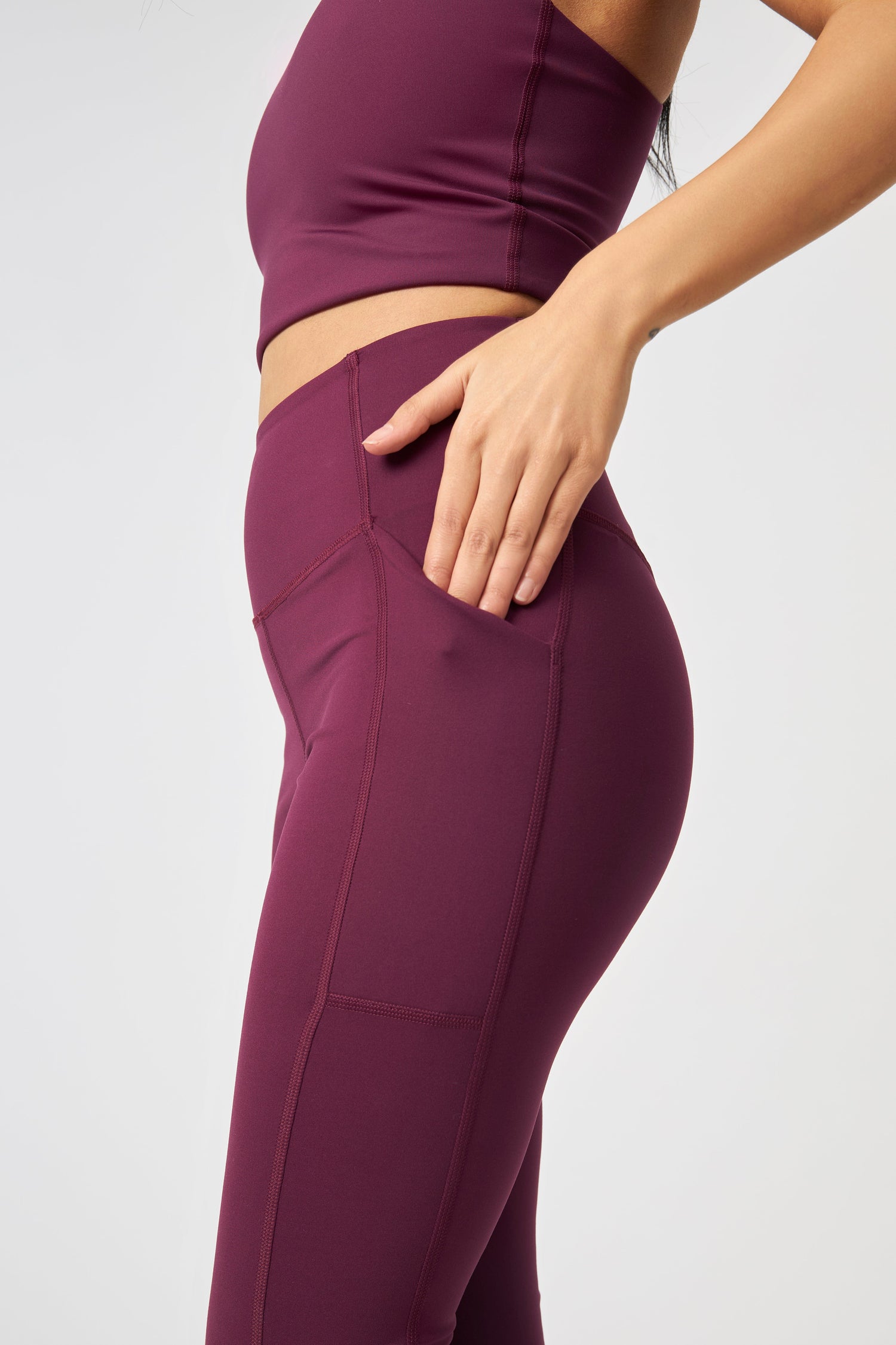 Girlfriend Collective W's High-Rise Pocket Legging - Made From Recycled Water Bottles Plum Pants