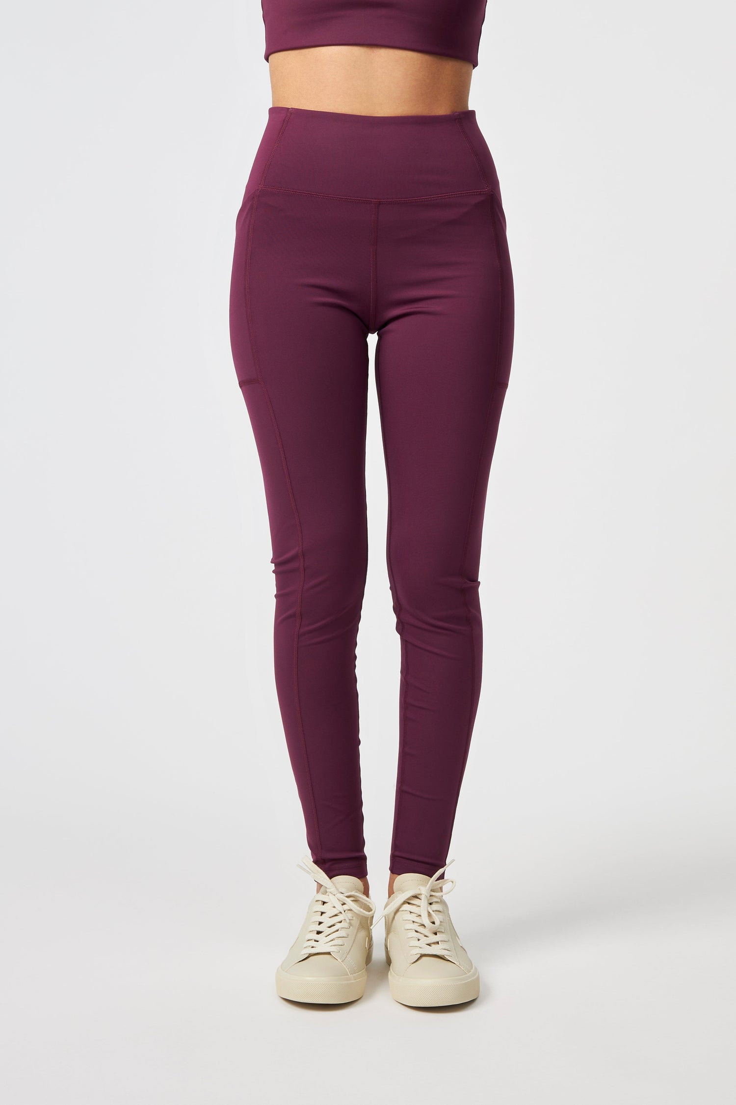 Girlfriend Collective W's High-Rise Pocket Leggings - Made From Recycled Water Bottles Plum Pants