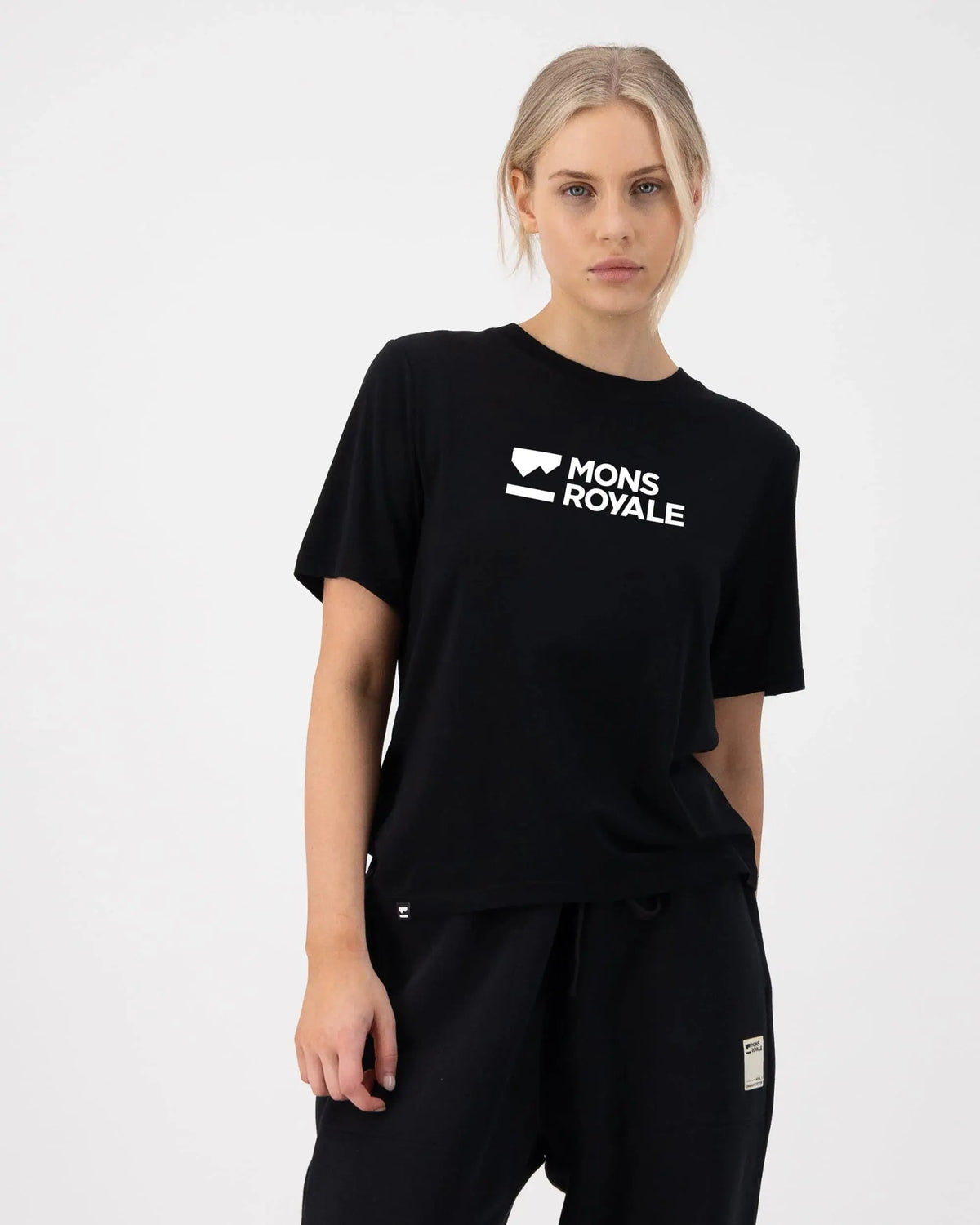 W's Icon Tee - Merino Wool Shirt Mons Royale Black S