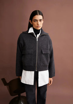 Armedangels W's Joaniaas Jacket - Organic Cotton & Wool Steel Melange Jacket