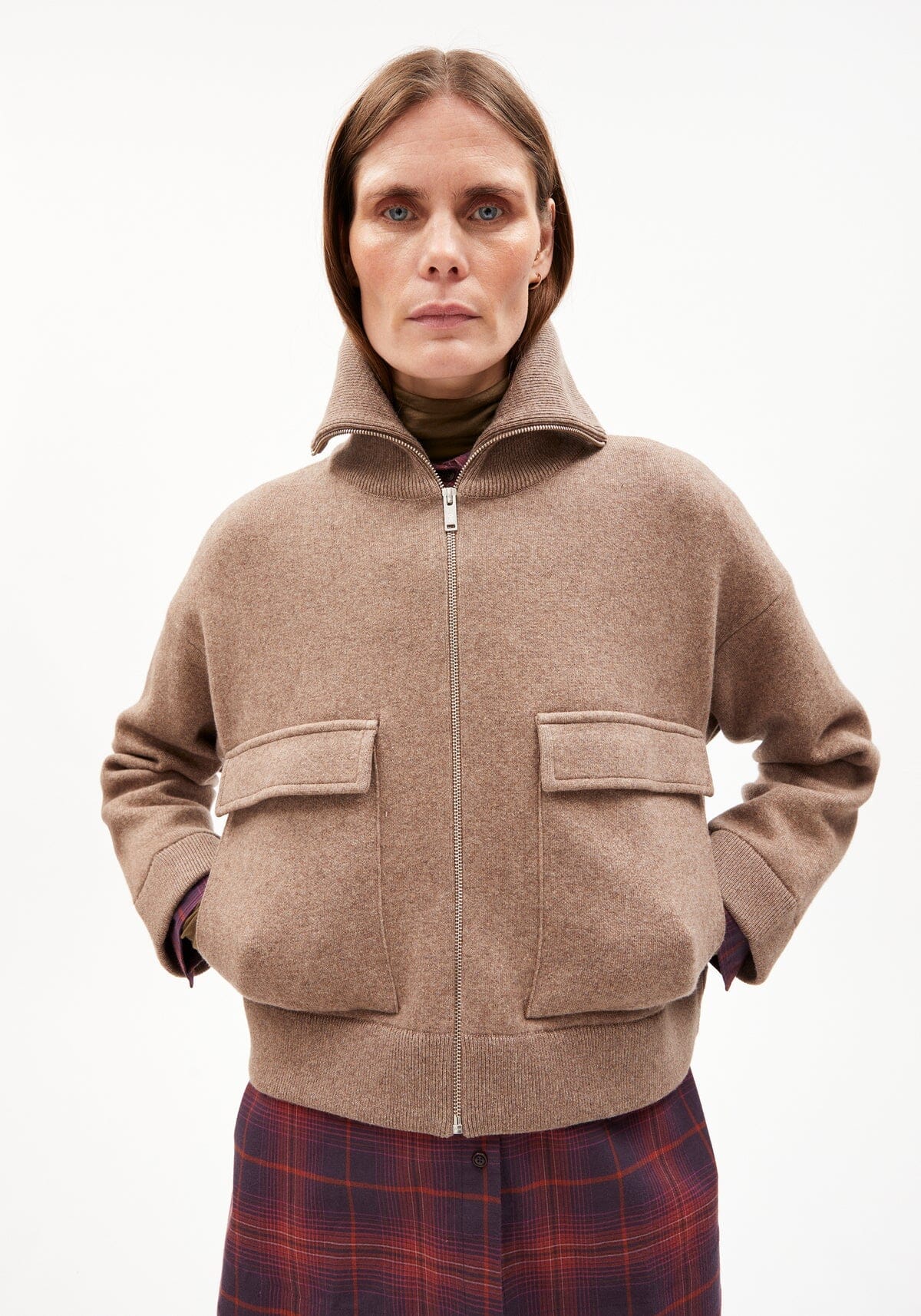 W's Joaniaas Jacket - Organic Cotton & Wool Jacket Armedangels Cinnamon Dust Melange S