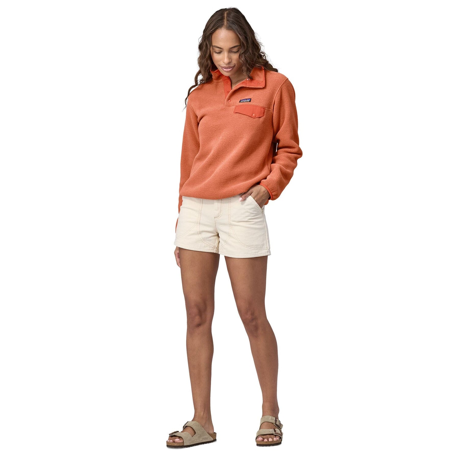 Patagonia W's Lightweight Synchilla Snap-T Fleece Pullover - Recycled Polyester Sienna Clay Shirt