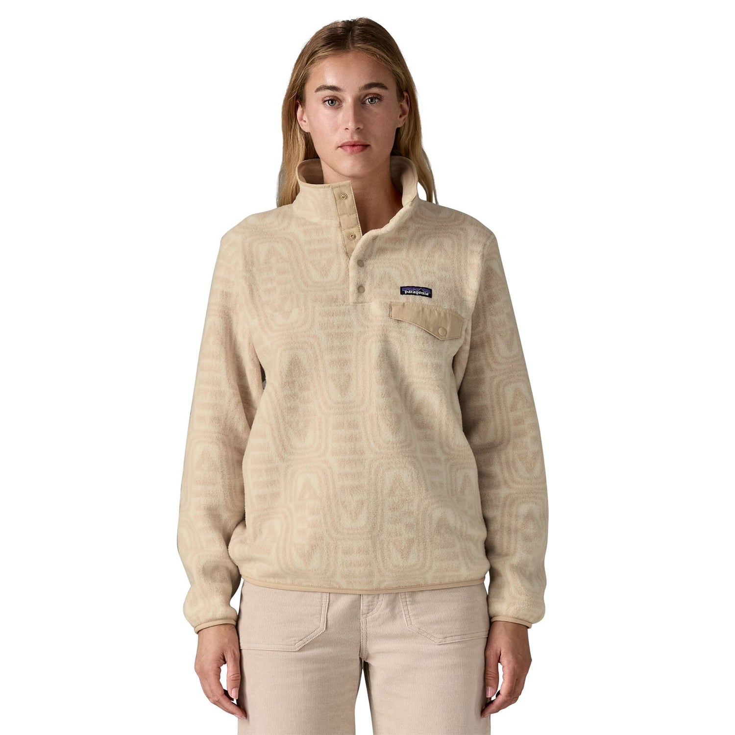 Patagonia W's Lightweight Synchilla Snap-T Fleece Pullover - Recycled Polyester Flow: Dyno White Shirt