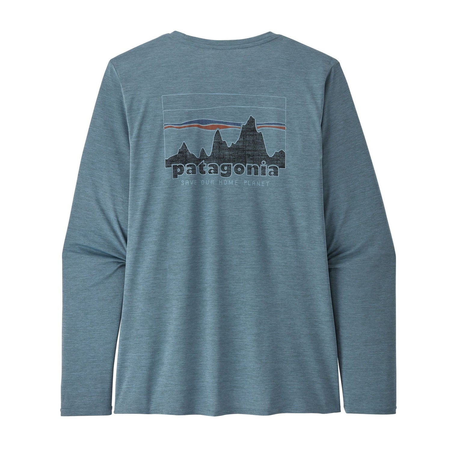 Patagonia W's Long-Sleeved Capilene® Cool Daily Graphic Shirt - Recycled Polyester '73 Skyline: Light Plume Grey X-Dye Shirt