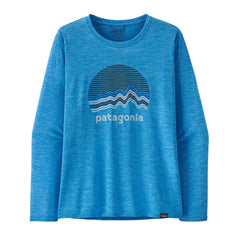 Patagonia W's Long-Sleeved Capilene® Cool Daily Graphic Shirt - Recycled Polyester Ridge Rise Moonlight: Vessel Blue X-Dye Shirt