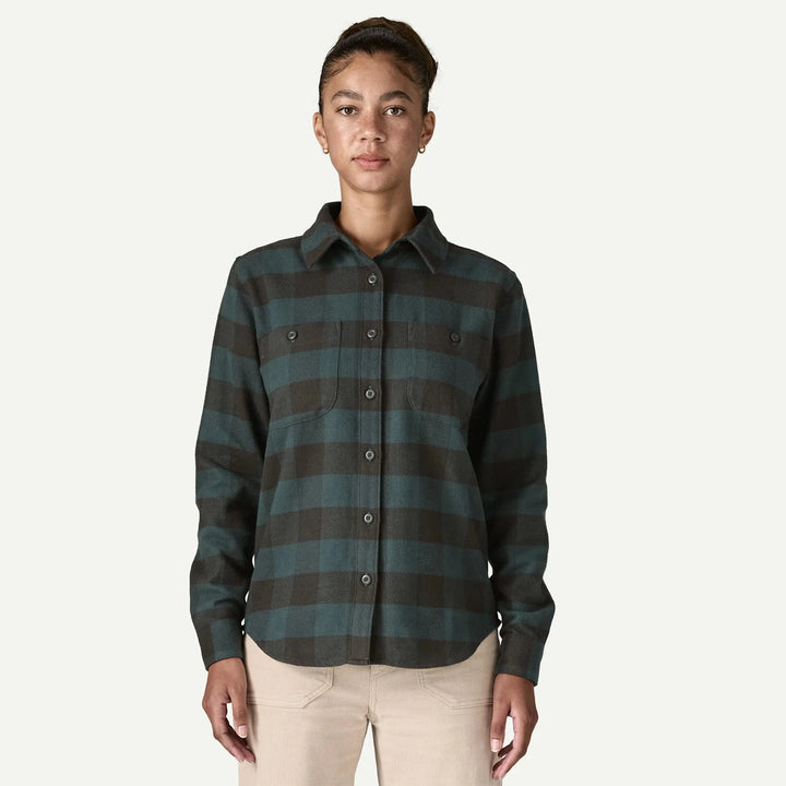 W's Long-Sleeved Fjord Flannel Shirt - 100% organic cotton Shirt Patagonia Buffalo Check: Old Growth Green S 