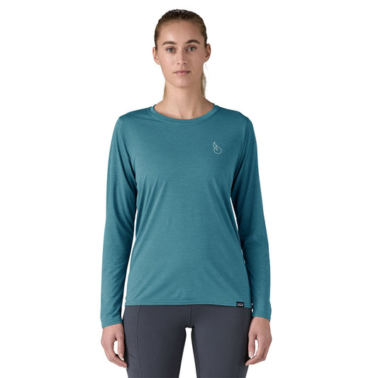 Patagonia W's L/S Cap Cool Daily Graphic Shirt - Waters - Recycled Polyester Swelldrifter: Wetland Blue X-Dye Shirt