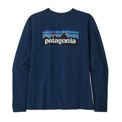 Patagonia W's L/S P-6 Logo Responsibili-Tee - Recycled Cotton & Recycled Polyester Tidepool Blue Shirt