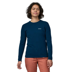 Patagonia W's L/S P-6 Logo Responsibili-Tee - Recycled Cotton & Recycled Polyester Tidepool Blue Shirt