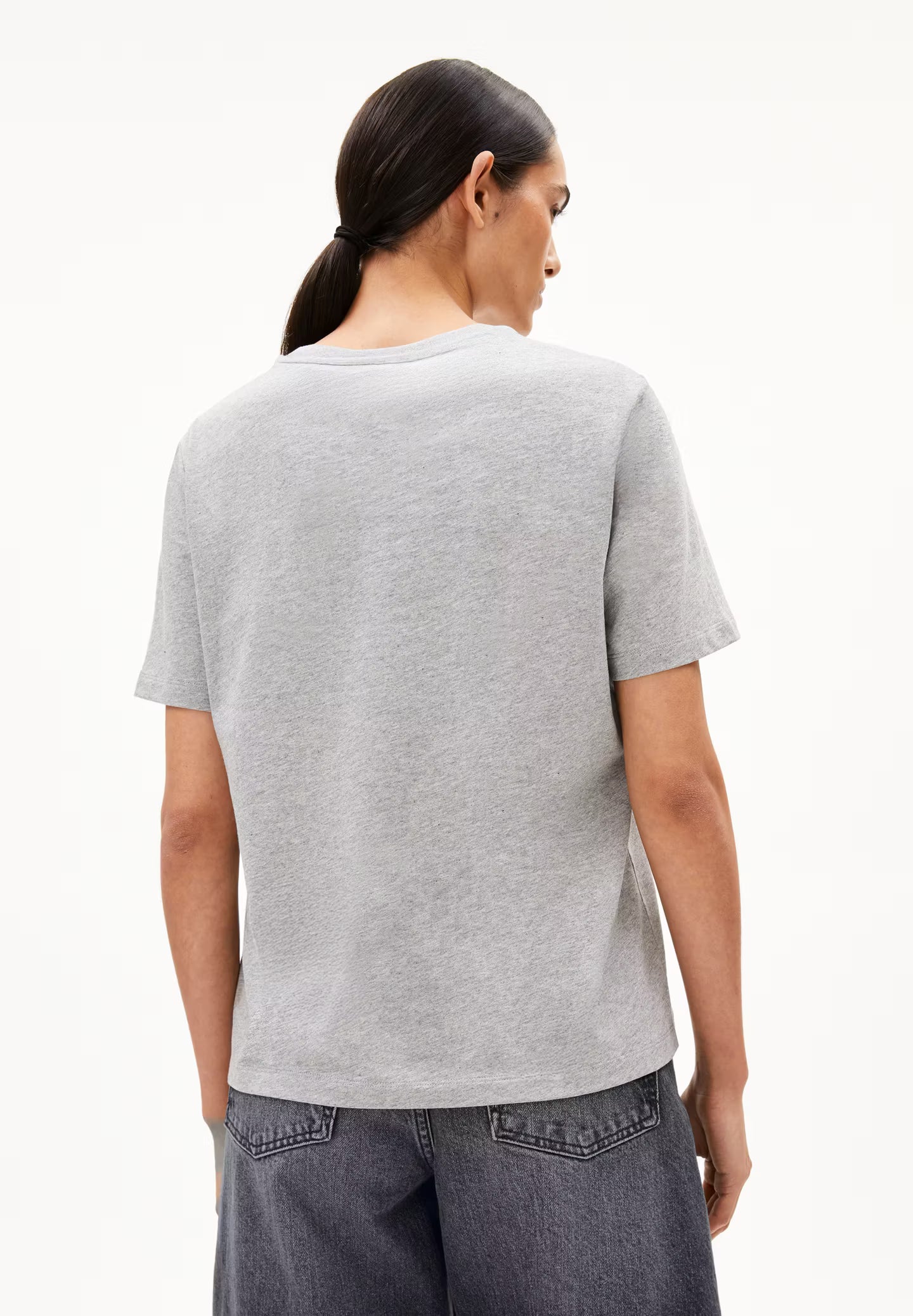 Armedangels W's Lualaa T-shirt - 100% Organic cotton Silver Melange Shirt