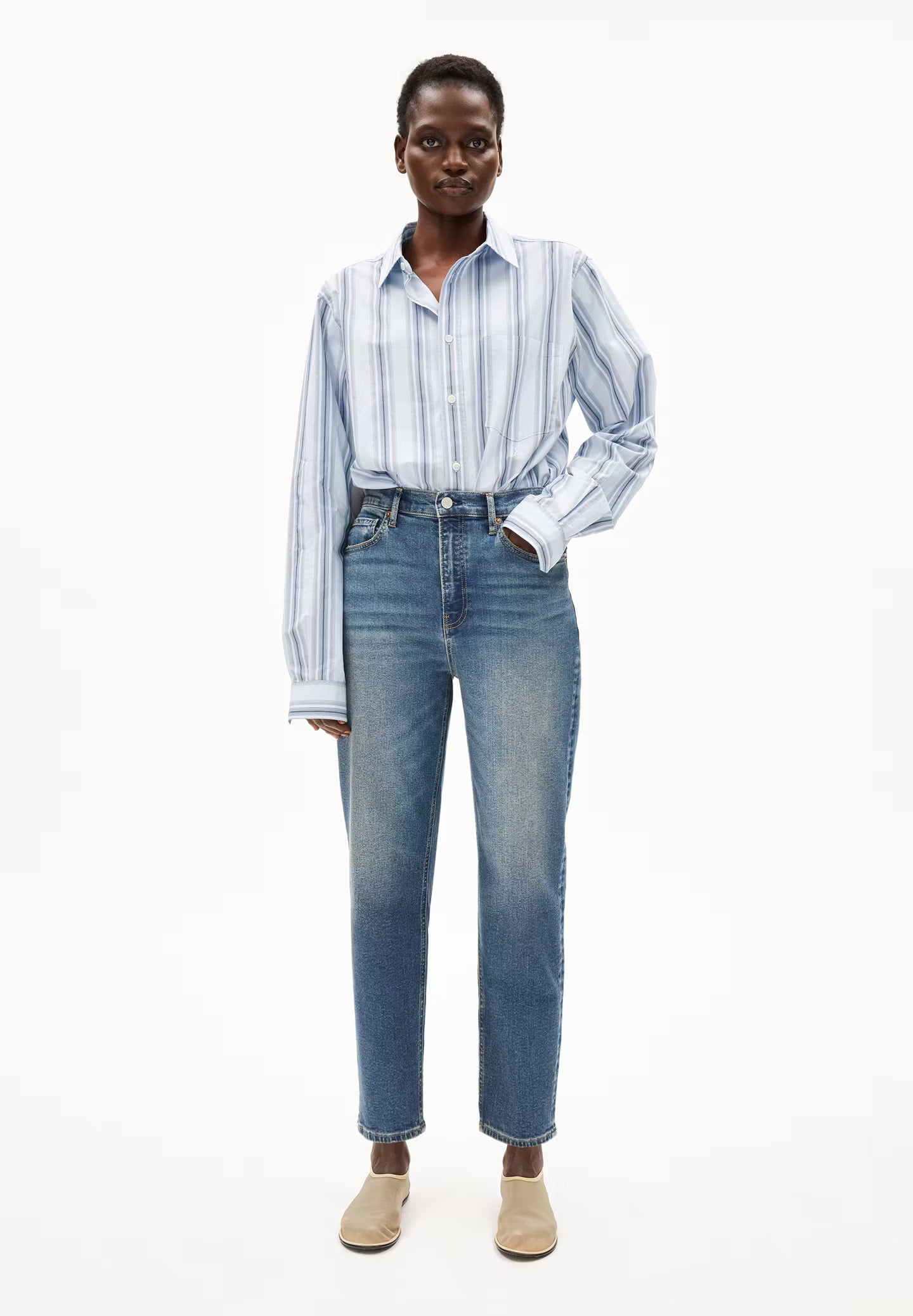 Armedangels W's Mairaa Jeans - Mom Fit High Waist - Recycled Cotton Mix Callisto Pants