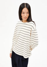 W's Marynaa Fine Stripe Longleeve Shirt Armedangels Oatmilk - Black XS