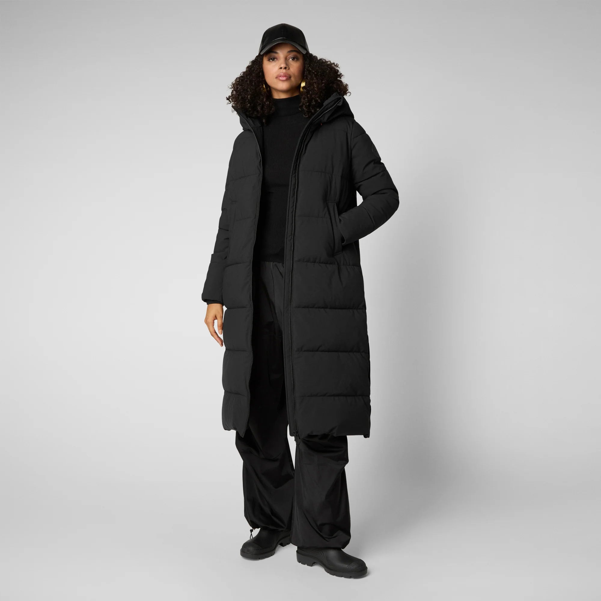 SAVE THE DUCK ブラック ダウン SIZE 2 Save The Duck W's Missy Long Hooded Puffer jacket - Recycled