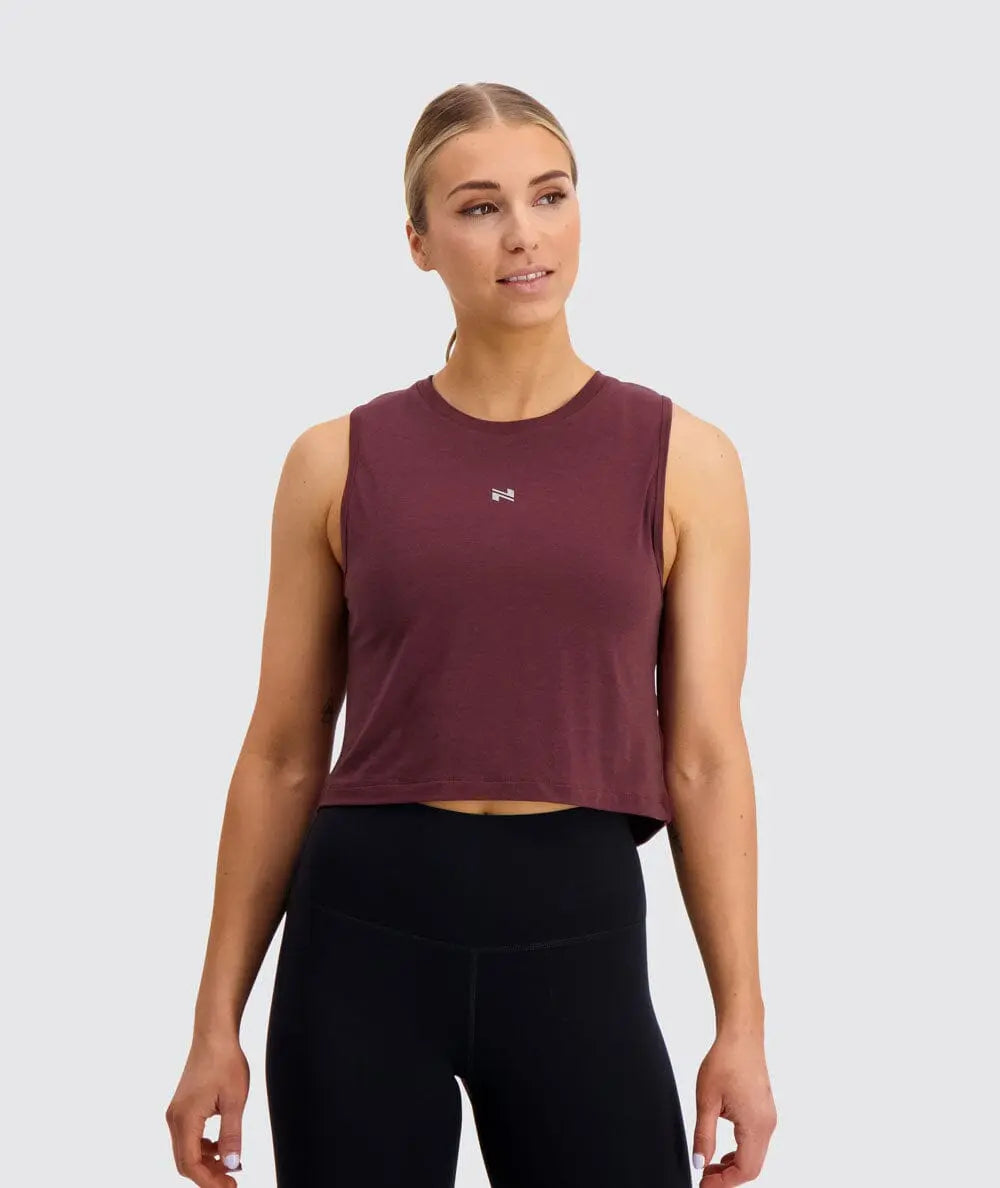 W's Muscle Crop Top - OEKO-TEX®-certified material, Tencel & PES Shirt Gymnation Wine Red XS