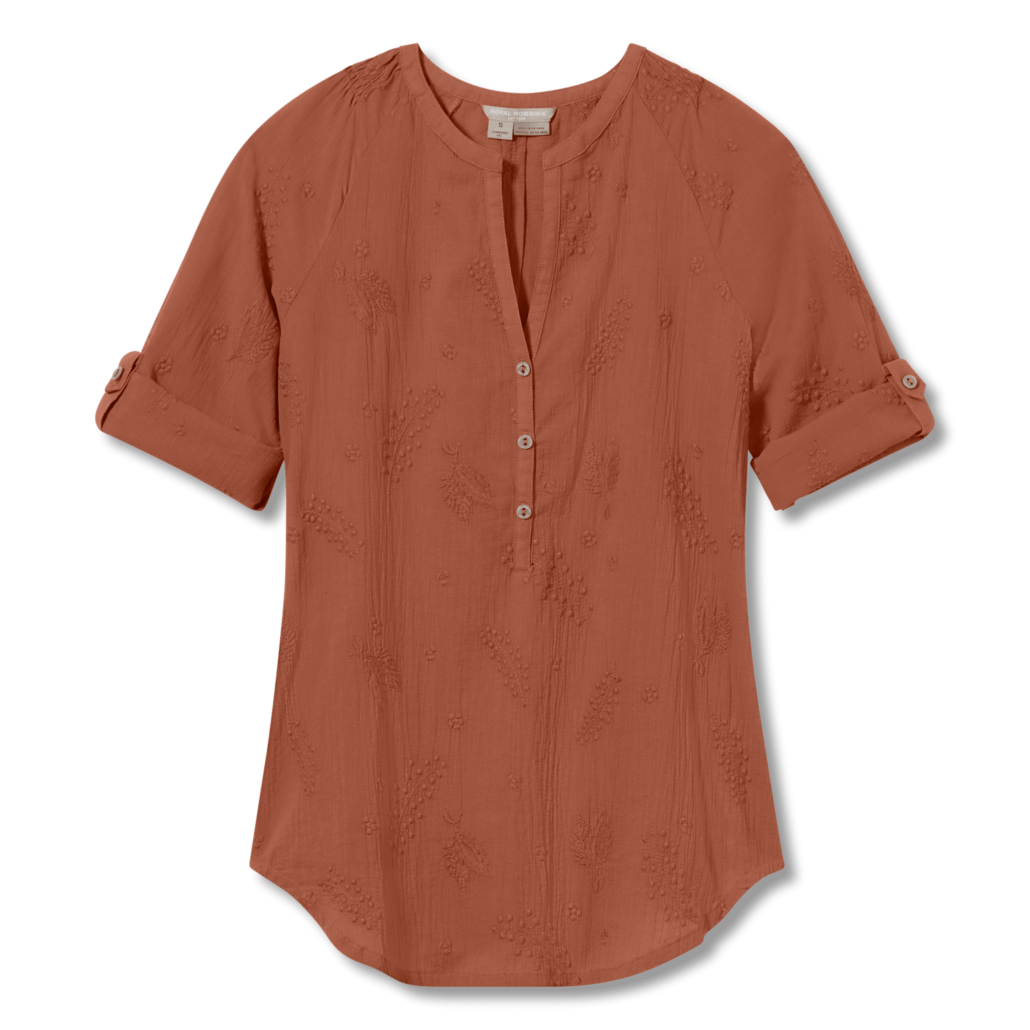 Royal Robbins W's Oasis II 3/4 Sleeve - Preferred cotton Baked Clay Shirt