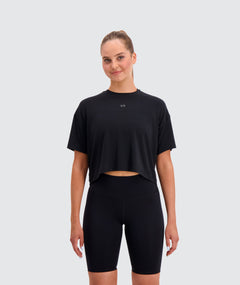 Gymnation W's Oversized Cropped Tee - Oeko-Tex®-certified material, Tencel & PES Black Shirt