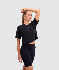 Gymnation W's Oversized Cropped Tee - Oeko-Tex®-certified material, Tencel & PES Black Shirt
