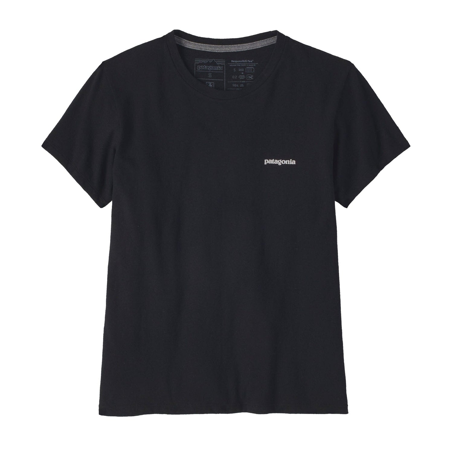 Patagonia W's P-6 Logo Responsibili-Tee - Recycled Cotton & Recycled Polyester Black Shirt
