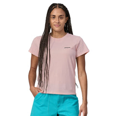 Patagonia W's P-6 Logo Responsibili-Tee - Recycled Cotton & Recycled Polyester P-6 Outline: Whisker Pink Shirt