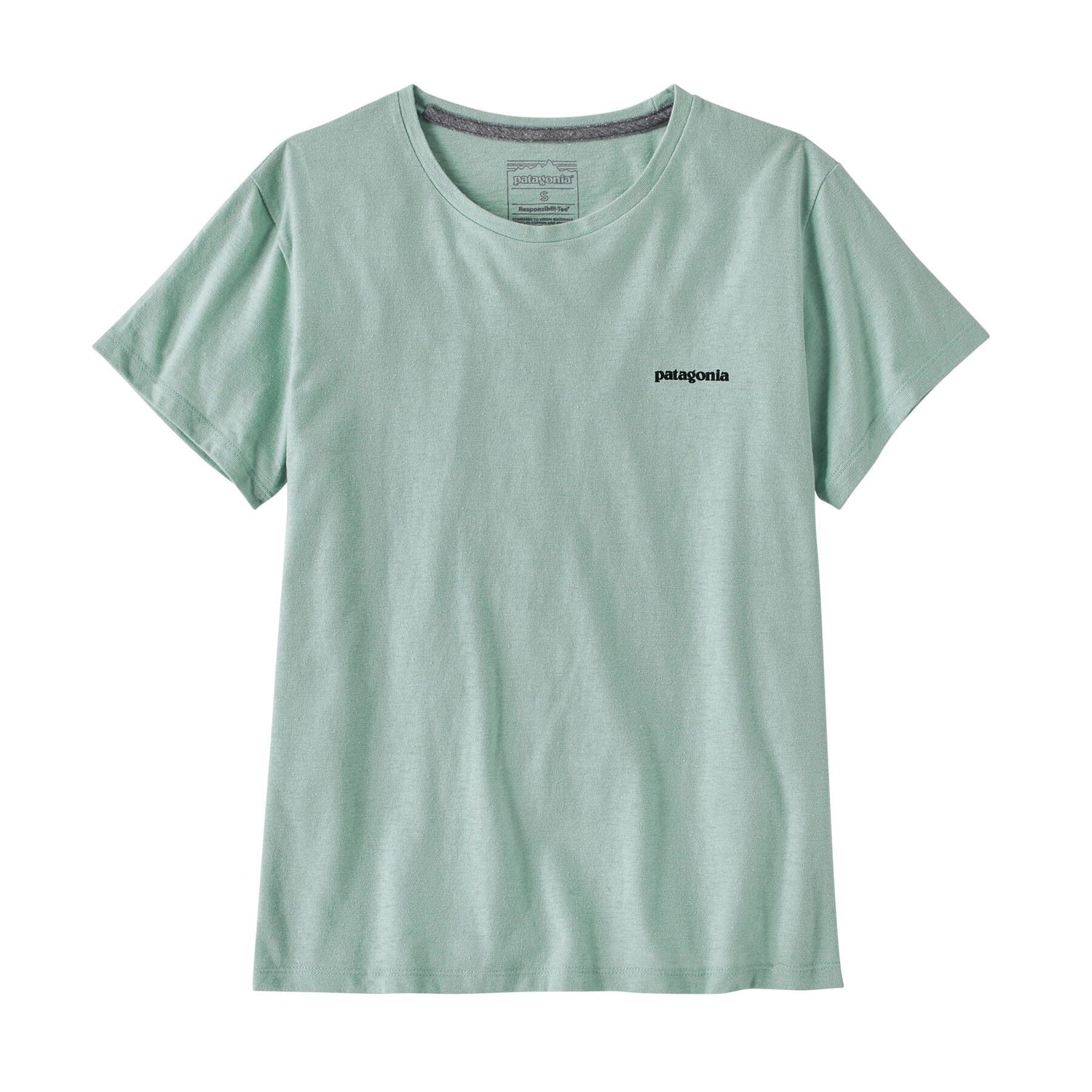 Patagonia W's P-6 Logo Responsibili-Tee - Recycled Cotton & Recycled Polyester Wispy Green Shirt