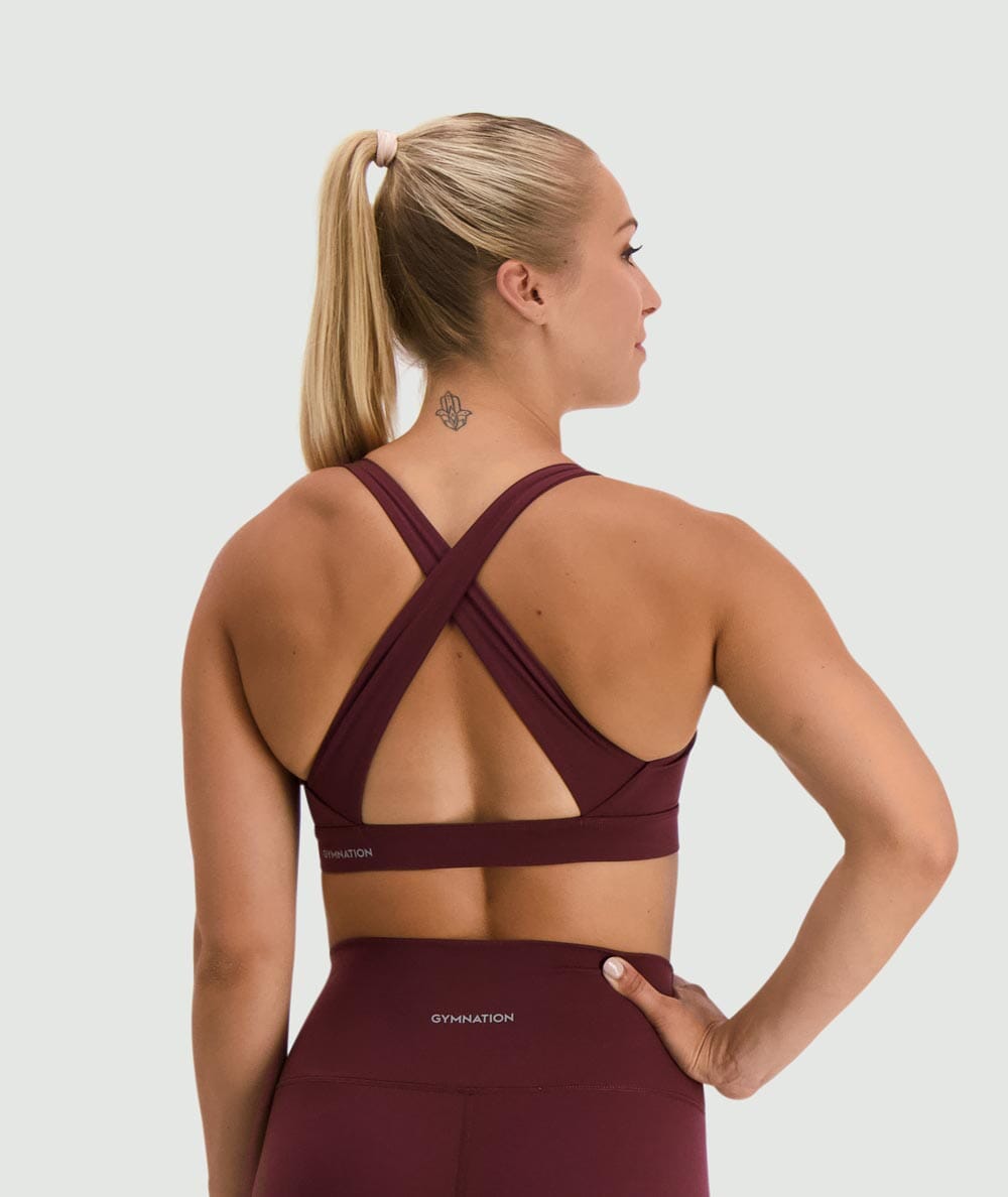 Gymnation W's Performance Boost Sports Bra - Bluesign®-certified production, Polyamide & Elastane Wine Red Underwear