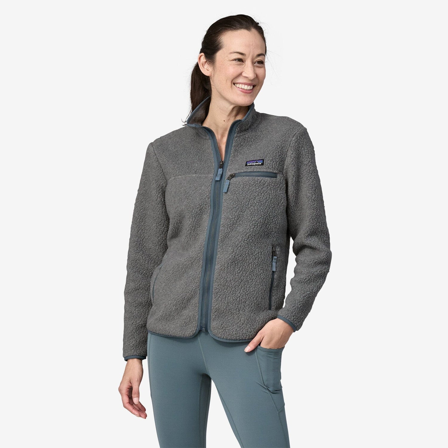 Patagonia W's Retro Pile Fleece Jacket - Recycled Polyester Salt Grey w Light Plume Grey Jacket