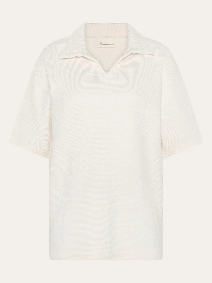 W's Waffle Split Neck Polo Shirt KnowledgeCotton Apparel 