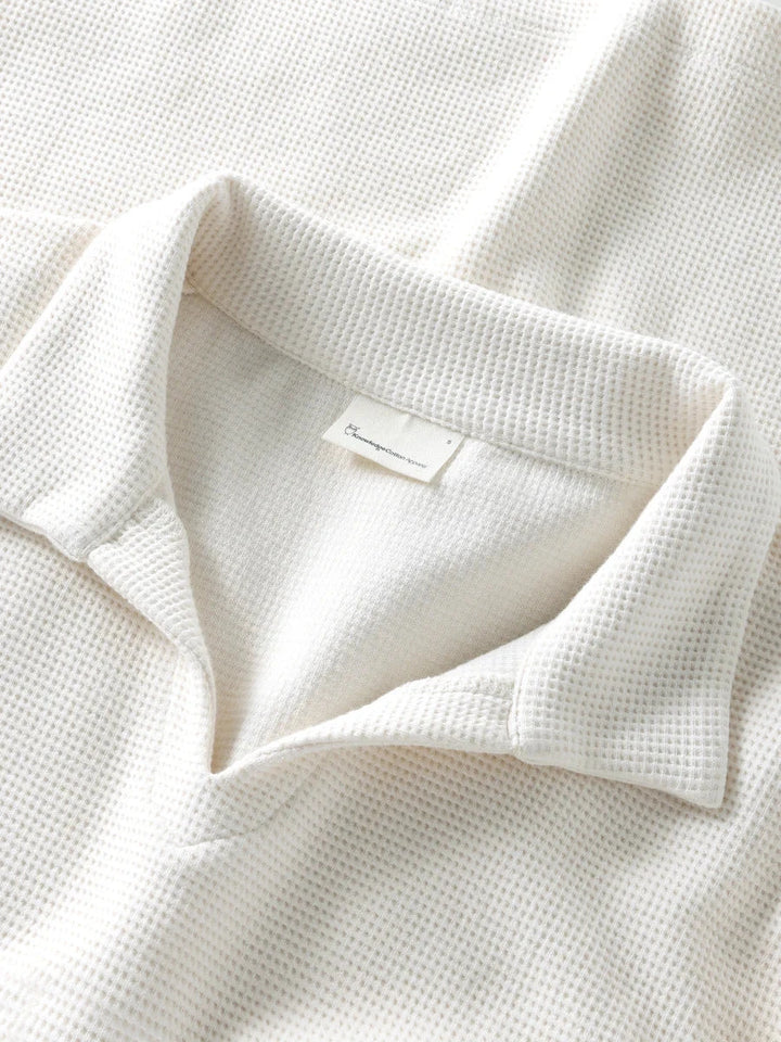 W's Waffle Split Neck Polo Shirt KnowledgeCotton Apparel 