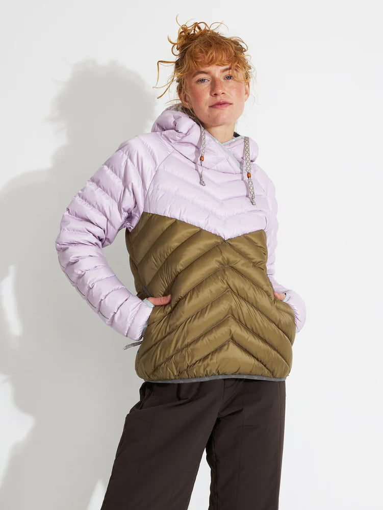 Varg Älgön Down Hood Anorak - Made From Recycled Polyester Olive and Lilac Jacket