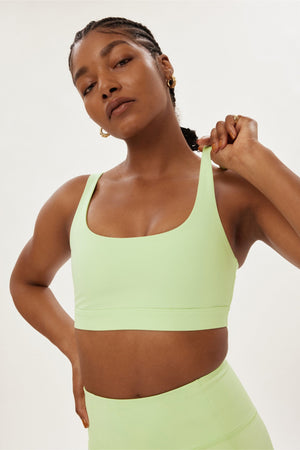 Girlfriend Collective Andy Split Strap Bra - Recycled PET Green Tea