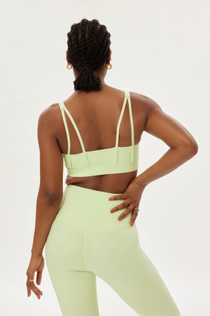 Girlfriend Collective Andy Split Strap Bra - Recycled PET Green Tea