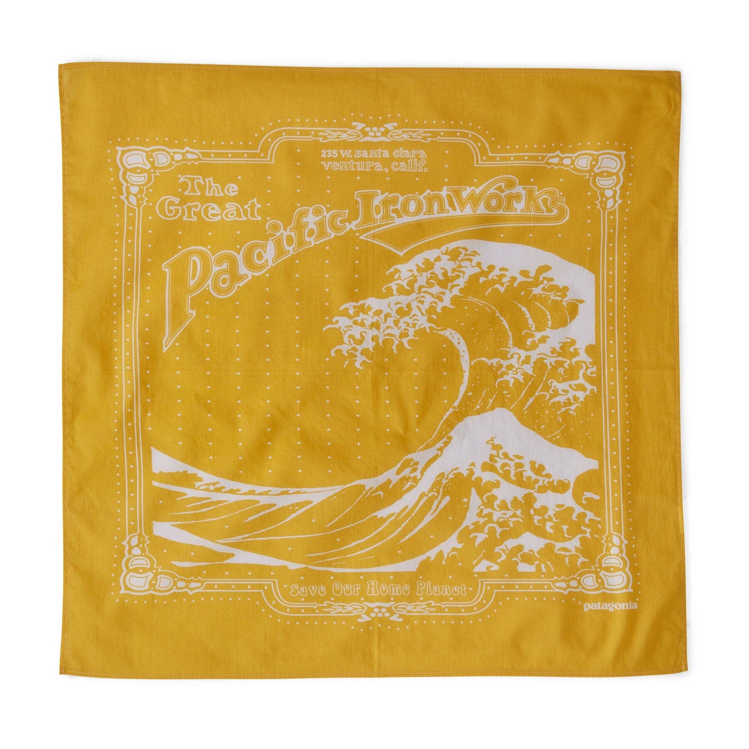 Patagonia Bandana - 100% organic cotton GPIW: Surfboard Yellow Scarf
