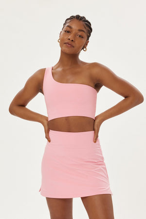 Girlfriend Collective Bianca One Shoulder Bra - Made from Recycled Plastic Bottles Candy Pink