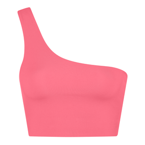 Girlfriend Collective Bianca One Shoulder Bra - Made from Recycled Plastic Bottles Camellia