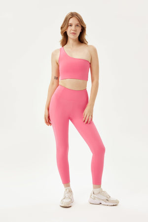 Girlfriend Collective Bianca One Shoulder Bra - Made from Recycled Plastic Bottles Camellia