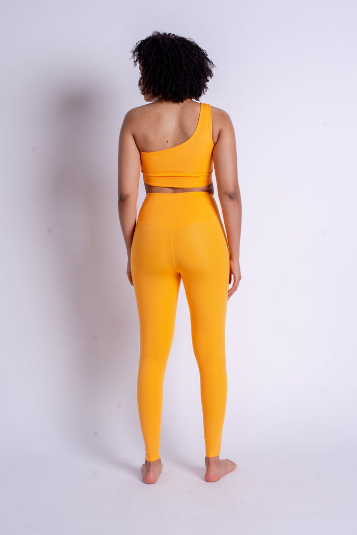 Girlfriend Collective Bianca One Shoulder Bra - Made from Recycled Plastic Bottles Orange Zest Underwear