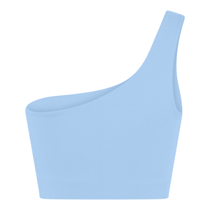 Girlfriend Collective Bianca One Shoulder Bra - Made from Recycled Plastic Bottles Cerulean