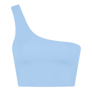 Girlfriend Collective Bianca One Shoulder Bra - Made from Recycled Plastic Bottles Cerulean