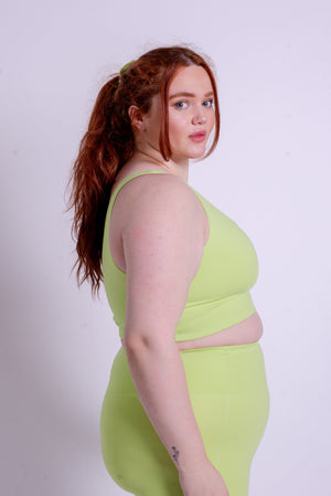 Girlfriend Collective Bianca One Shoulder Bra - Made from Recycled Plastic Bottles Key Lime